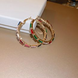 Hoop Earrings Lovelink Large Colorful Crystal Round Metal Women Gold Color Geometric Set Fashion Jewelry