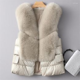 Women's Fur 2022 Women Faux Vest Coat Autumn Winter Female Thick Warm Outerwear Ladies Sleeveless V-neck Waistcoat Jacket 2XL Q250