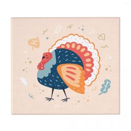 Table Mats Dish Drain Mat Pad Cartoon Turkey Bird Kitchen Drying Tableware Dishwaser