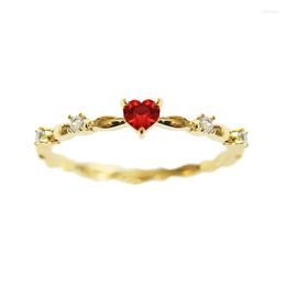 Wedding Rings CAOSHI Dainty Red Heart Finger Ring Elegant Lady Engagement Jewellery With Shiny Zirconia Gold Colour Accessories Delicate Gift