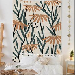 Tapestries Cilected Nordic Art Tapestry Flower Cactus Aesthetic Living Room Bedroom Decor Green Plant Wall Hanging Tapiz Floral Mural