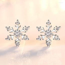 Christmas Decorations Crystal Zircon Snowflake Stud Earrings For Women Shiny Rhinestone Charm Earring Girls Year Birthday Jewelry Gifts