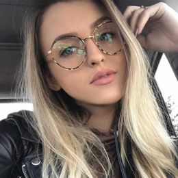 Sunglasses Frames fashion women's eyeglasses frame Leopard Retro vintage Round glasses frame women Brand Transparent optical feminine glasses 2019 T2201114