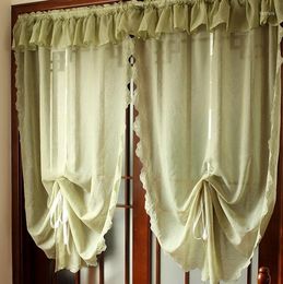 Curtain American Style Short Curtains Pelmet Window Sheer Kitchen Green White Tulle For Living Room Bedroom Coffee Yarn Door