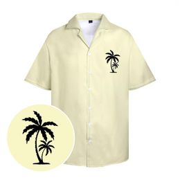 Men's Casual Shirts Men's Yellow Hawaii Tops Black Coconut Tree Logo Printed Clothing Y2k Button Down Summer Plus Size