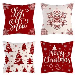 Christmas Decorations Decor Pillow Covers 4 Snowman 18x18 Inch Holiday Rustic Linen Case For Sofa Living Room