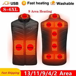 Men's Vests 139 Areas Heated Men Women Usb Jacket Heating Thermal Clothing Hunting Winter BlackS-6XL 221114