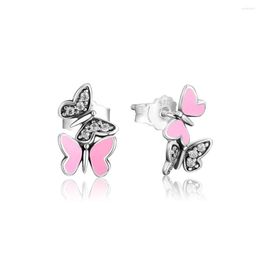 Stud Earrings CKK 925 Sterling Silver Jewelry Fluttering Butterflies Fit For DIY Women Original Gift