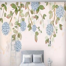 Wallpapers Decorative Wallpaper Modern Simple Hand-painted Retro Style Watercolour Flower Background Wall