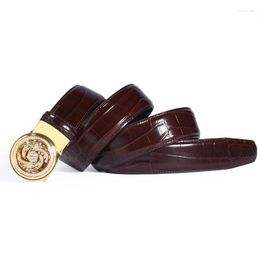 Belts Luxury Designer Belt Automatic Circle Windmill Leaf Buckle Men High Quality Genuine Real Leather Dress Strap For Jeans