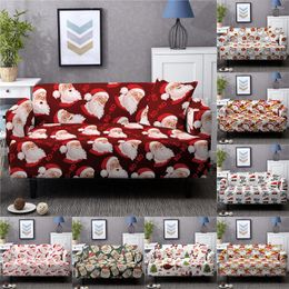 Chair Covers Christmas Elastic Sofa Cover For Living Room Chaise Lounge Corner Santa Claus Stretch Couch