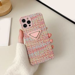 IPhone Designer Luxury Phone Cases For 14 Pro Max 12 13 XsMax Xr 7 8 Plus Fashion Woven Pattern Triangle Phones Cases q5