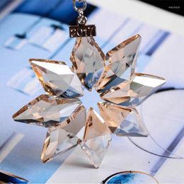 Interior Decorations Car Crystal Pendant Transparent Snowflakes Suspension Ornaments Decoration For Rear View Mirror Ornament