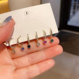 Hoop Earrings 3 Sets Small Circle Colored Crystal Zircon Stone Round Huggie Piercing Earring For Women Men Gifts Jewelry