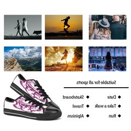 Мужчины женщины DIY Custom Shoes Low Top Canvas Skateboard Triple Black Customization UV Print