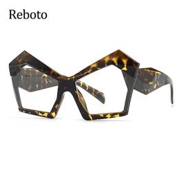 Sunglasses Frames Unique Design Glasses Frame Women Oversized Polygon Clear Lens Eyeglasses Candy Colour Transparen Decorative Glasses Spectacle T2201114