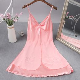 Sexy Pyjama Nighty Satin Night Dress Embroidery Lingerie SilkDressNightgown Sleepwear Slipdress Silk Nightwear 221027