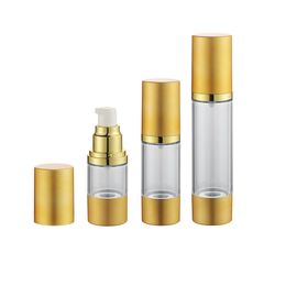 15/30/50ml Silver Gold High-grade Refillable Bottles Portable Airless Pump Dispenser Bottle For Travel Lotion H0069