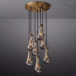 Pendant Lamps Modern Crystal Bedroom Bedside Lamp Creative Personality Bar Counter Duplex Building Spiral Staircase Hanging Light