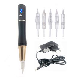 Permanent Makeup Machines High Quality Black Screw LED Digital Tattoo Eyebrow Machine Beauty Pen Needles 221109