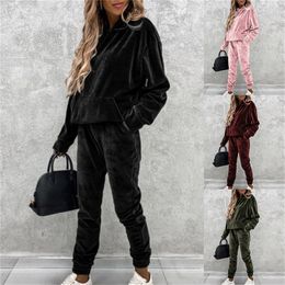 Womens Two Piece Pants Spring Set Coutoure Tracksuit Brand Velour Joggers Suit Hoodie Sweatshirt And Pencil Ensemble Femme 221115