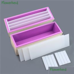 Baking Moulds Sile Soap Mold 1200Ml Rectangar Toast Cake Diy Wooden Box With Separated Partition Baking Accessories Making 220601 Dr Dh9Uk