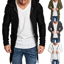 Men's Jackets Zipper Hoodies Soft Long Sleeve Men Casual Longline Cardigan Colorfast Tunic Sweatshirt Men's Clothing For Daily