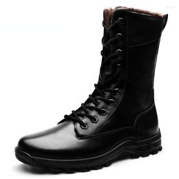 Boots Leather Ankle Men Outdoor Winter Fur Warm Man Army Hunting For Shoes Casual Black