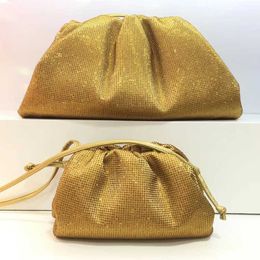 Shoulder Bags High End Women Designer Clutch Ladies Dumpling Handbag Crystal Diamond Cloud Purse 230811