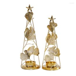 Candele Gold Gold Rund Candele Talbero dell'albero di Natale Foglie di candelabri Ornamenti di Natale Decorazioni da centrotavola