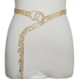 Belts 2022 Luxury Women's Tassel Chain Belt Full Rhinestone Bride Silver Bling Female Crystal Waist Wedding Gold Straps