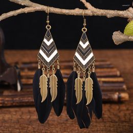 Dangle Earrings Bohemian Women's 2022 Trend Retro Geometric Triangle Leaves Vintage Long Feather For Women