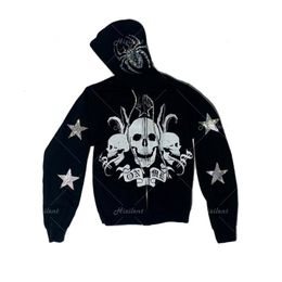 Women's Hoodies Sweatshirts Spider Skull print Streetwear Oversized Jacket Coat Goth Harajuku Y2k Clothes grunge Zip 221114