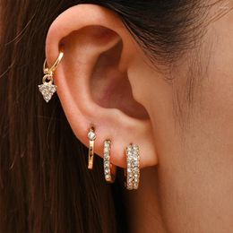 Hoop Earrings Classic Crystal CZ Huggies Ear Cuff Cartilage Gold Color Round Circle Piercing Buckle Small Set 5pair