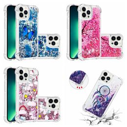Quicksand Shockproof Cases For Iphone 14 Pro Max 13 Mini 12 11 X XR XS 8 7 6 Plus Flower Soft TPU Eiffel Tower Butterfly Dreamcatcher Bling Liquid Glitter Phone Back Cover