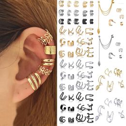 Backs Earrings 12PC Creative Gold Color Leaves Clip For Women Men Simple C Ear Cuff No Piercing Set Trend Jewelry Gift