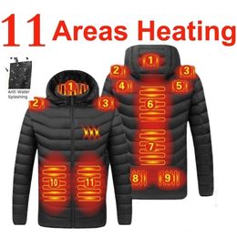 Men's Down Parkas Heated Jacket Winter Warm USB Heating s Hooded Clothing Waterproof Black Puffer 221114