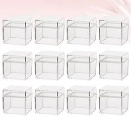 Gift Wrap 12pcs Chocolate Candy Box Clear Boxes With Lids Transparent Cube Bridal Favor