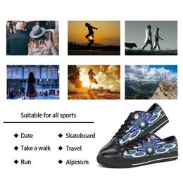 GAI Men Shoes Custom Sneakers Hand Paint Canvas Women Fashions Blue Low Cut Breathable Walking Jogging Trainers
