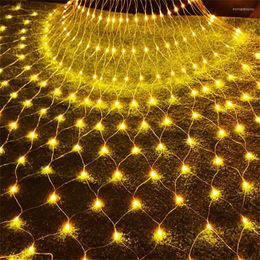 Strings Outdoor Christmas Led Net Light 8 Modes Wedding Party Holiday Garland Waterproof Garden Bushed Tree Wrap Mesh Icicle