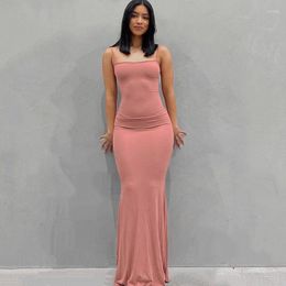 Women's Sleepwear Women's Y2k Backless Long Dress Party Vacation Wear Ladies Sexy Casual 2022 Summer Pure Slim Down Peach Buttocks Skirt