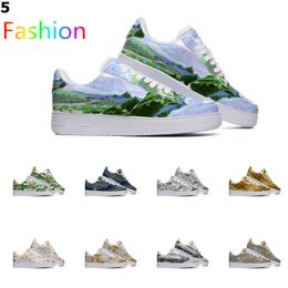 Running Shoe Designer Men Sapatos Mulheres Moda Paintada de Mão personalizada Mente plana Treinadores esportivos coloridos S S