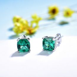 Gemstone Stud Earrings for Women Sterling Silver Tanzanite Emerald Morganite Aquamarine Earring