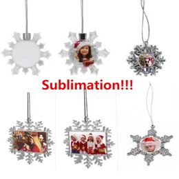 Sublimation Blank Snowflake Pendants Christmas Ornaments Thermal Transfer Printing Blanks White Customised DIY Tree Decor Wholesale AA