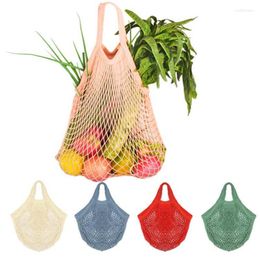 Storage Bags Portable Reusable Grocery For Fruit Vegetable Bag Cotton Mesh String Organiser Handbag Short Handle Shopping