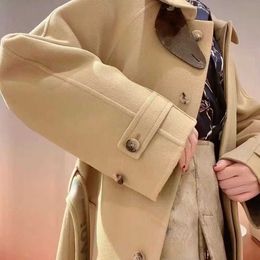 Luxuriöser Damen-Wollmantel V-Designer-Jacke, Trenchcoats, Mode, Winter, lässig, Windjacke, höhere Version, Damen-Wollmischungen, Totem-lange Jacken