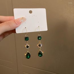 Dangle Earrings AINAMEISI 2022 Fashion Pendant Retro Long Tassel Female Green Crystal Rhinestone Party Jewellery Gift