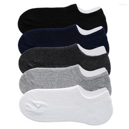 Men's Socks High Quality Cotton Short Harajuku Stripe Non-slip No Show Invisible Casual Men Black White Sock 5 Pairs