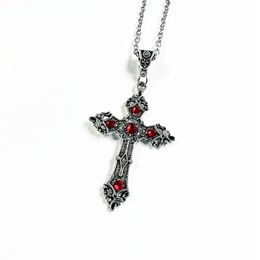 Metal Christian Cross Pendant Necklace Silver with Crystals Jewellery