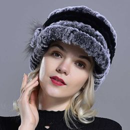 Other Fashion Accessories Other Fashion Accessories Winter Snow Hat Rabbit Fur Caps for Women Fur Floral Natural Elastic Beanies Warm Fashion Ladies Rex Fur Hats